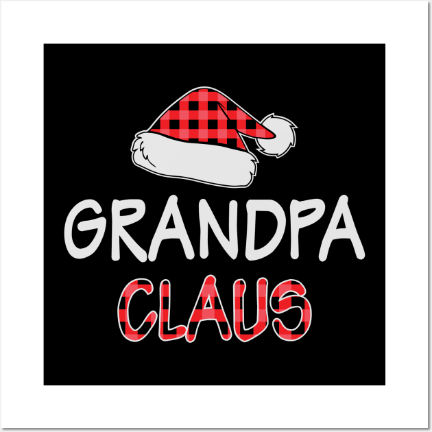 Red Plaid Grandpa Claus Santa Hat Matching Family Christmas Gift Wall Art by BadDesignCo